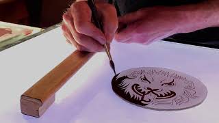 The Glass Painters Method a lovely way to paint a heraldic stained glass lion [upl. by Attesor]