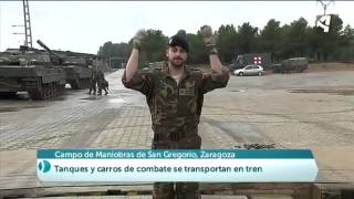 Llegan 2500 militares de Badajoz y San Sebastián al campo de maniobras de San Gregrorio Zaragoza [upl. by Trager]