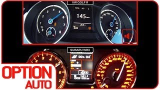 0100 kmh  WRX STI vs Golf R Option Auto [upl. by Erodisi705]