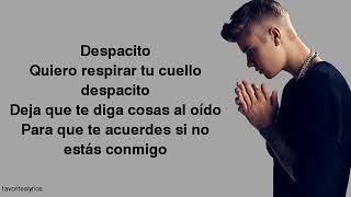 Justin Bieber  Despacito Lyrics ft Luis Fonsi Daddy Yankee [upl. by Hewart]