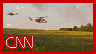 Watch Ukraine helicopters assault Russian position [upl. by Akym463]