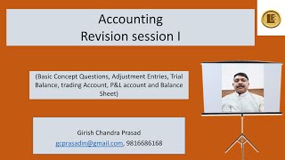 Learn Easily  Accounting Revision Session I by Girish C Prasad [upl. by Roz]