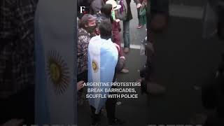 Argentina Violent Clashes Outside Congress Over Pension Hike  Subscribe to Firstpost [upl. by Neahs]