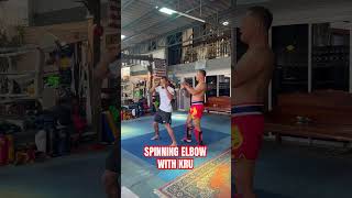 MUAY THAI Spinning Elbow With Kru👊🏼🔥 fighttechniques muaythai sasiprapa thaiboxing [upl. by Auria]