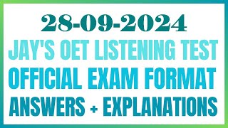 OET LISTENING TEST 28092024 oet oetexam oetnursing oetlisteningtest [upl. by Melleta10]