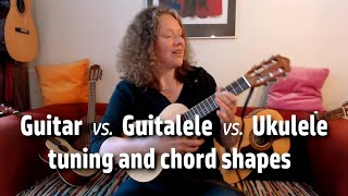 Same tuning and chords on guitar guitalele and ukulele  beginners tutorial  muziekles [upl. by Lina109]