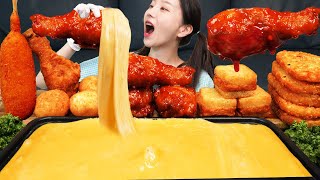 양념치킨 amp 치즈퐁듀 🧀 핫도그 치즈볼 먹방 레시피 Cheese Fondue Chicken Cheese Balls Fried Shrimp Mukbang ASMR Ssoyoung [upl. by Salomi465]