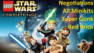 LEGO Star Wars The Complete Saga  Negotiations  All Minikits  Red Brick Super Gonk [upl. by Olracnaig659]