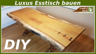 DIY Luxus Tisch selber bauen  Anleitung  XXL Massivholz Esstisch  Franks Shed [upl. by Aynatal]