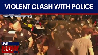 WATCH GWU Gaza war protest turns violent officers hit pepper spray deployed  LiveNOW from FOX [upl. by Harragan181]