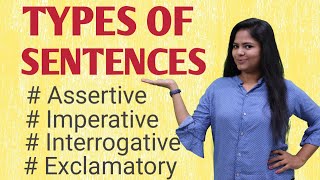 Types Of Sentences  Assertive Or Declarative Imperative Interrogative Exclamatory [upl. by Cudlip911]