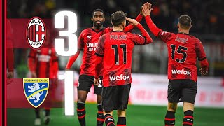 Jović  Pulisic  Tomori for the win  AC Milan 31 Frosinone  Highlights Serie A [upl. by Ecinnaj]