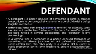 What is Defendant  defendant definition  defendant and plaintiff meaning \ urfu \ hindi [upl. by Philly]