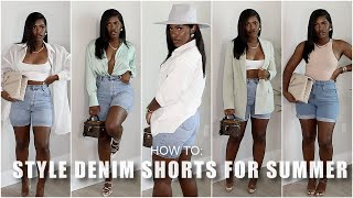 HOW TO  STYLE DENIM SHORTS FOR SUMMER  BASICS CHIC amp ELEVATED LOOKS  iDESIGN8 [upl. by Nylauqcaj]