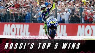 Valentino Rossis top five MotoGP wins  His most thrilling battles and mindblowing performances [upl. by Elocyn]