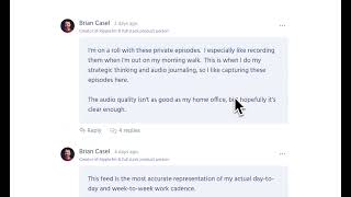 A private podcast show page with threaded replies amp discussion [upl. by Sheply268]