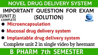 Ndds important question with solution ll Unit 2 ll Novel drug delivery system 7th semester ll [upl. by Nnaael]