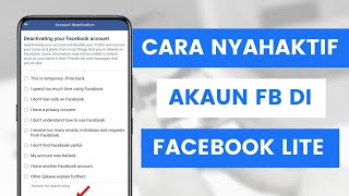 Cara Nyahaktif Akaun Facebook Atau Deactivate Account FB Sementara Waktu Melalui App Facebook Lite [upl. by Emmons335]