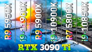 R9 5950X vs i9 11900K vs R9 5900X vs i9 10900K vs R7 5800X vs i9 10850K  RTX 3090 Ti [upl. by Kreindler449]