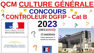 QCM Culture générale  Annales controleur DGFIP  202223  concours fonctionnaire  quizv2 [upl. by Rossuck]