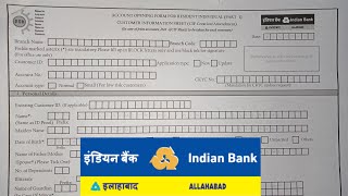 Indian Bank New Account Opening Form Fill UP 2024 [upl. by Hagan]