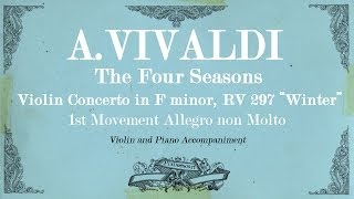 AVivaldi Violin Concerto in F minor The Four Seasons Winter  1st mov Allegro  Piano Accompaniment [upl. by Mojgan]