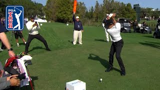 Tiger Woods gives son Charlie INSTANT feedback on his swing [upl. by Coniah]