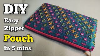 Easy Pouch making at home  How to Make Very Beautiful Ladies Purse  Hand Bag Cutting and Stitching [upl. by Ecirahc]