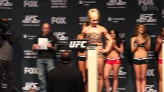 Round 2 of the Paige VanZantFelice Herrig UFC on FOX 15 faceoffs [upl. by Floridia]