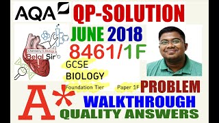 AQA GCSE Biology 84611F JUNE 2018 QP Solved [upl. by Mcmath773]