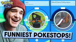 REACTING to the FUNNIEST POKESTOPS in POKEMON GO [upl. by Aenat94]