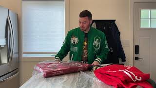 OVO x NBA SS21 Varsity Jacket Unboxing and Try On miamiheat celtics [upl. by Head]