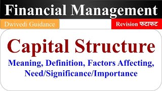 Capital Structure Meaning need factor capital structure in hindi Financial Management BBA MBA [upl. by Naoma]