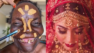 UNBELIEVABLE 😱🔥70 YEARS OLD GRANDMA INDIAN BRIDAL MAKEUP TRANSFORMATION 👆 MAKEUP TUTORIAL 😳💄 [upl. by Ecirpak]