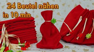 24 Beutel in 10 min nähen  Adventskalender für eilige Anfänger [upl. by Nauqet119]