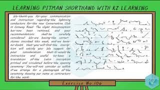 Pitman Shorthand  Exercise No106 Dictation 60 WPM  KZ Learning [upl. by Euqimod]