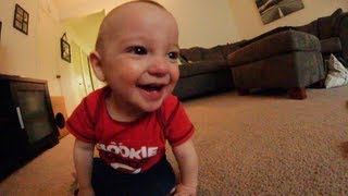 Baby Laughs Hysterically At Dad Throwing Toys [upl. by Jed]