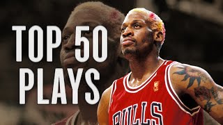 Dennis Rodman TOP 50 CAREER PLAYS [upl. by Anilejna]