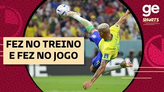 GOLAÇO DE VOLEIO DO RICHARLISON ATACANTE REPETE GOL QUE FEZ NO TREINO  BRASIL X SÉRVIA  geglobo [upl. by Rebeh725]