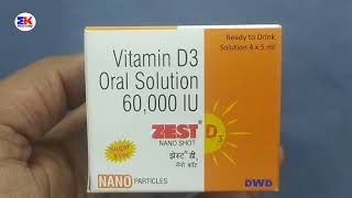 Zest D3 Nano Shot  Vitamin D3 Oral Solution  Zest D3 Shot Uses Benefits Dosage Review in Hindi [upl. by Olvan144]