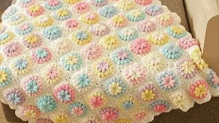 How to crochet flower afghan blanket easy for begginer [upl. by Veneaux]