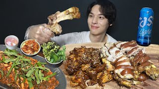 SUB 존맛탱 반반족발  쟁반국수 먹방 Spicy Jokbal amp Jokbal amp Beer MUKBANG ASMR [upl. by Kurtzig]