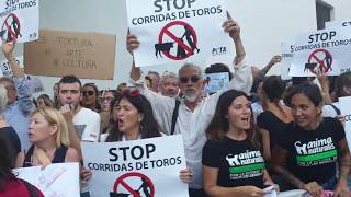 Protest against return bullfights Mallorca Spain [upl. by Aihsakal]