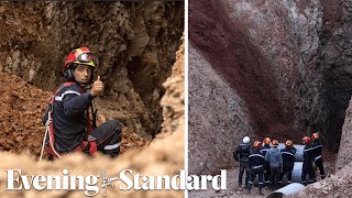 Rayan Rescuers ‘almost there’ as they near 5yearold boy trapped down a well in Morocco [upl. by Lorelle70]