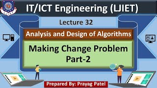 Lec32Making Change Problem Part2  Analysis and Design of Algorithms  ITICT Engineering [upl. by Lrigybab330]