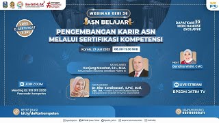 Webinar ASN Belajar Seri 26  Pengembangan Karir ASN Melalui Sertifikasi Kompetensi [upl. by Jimmy]