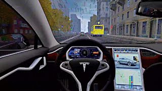 City Car Driving  Tesla Model S  Steering Wheel GAMEPLAY [upl. by Andrey]