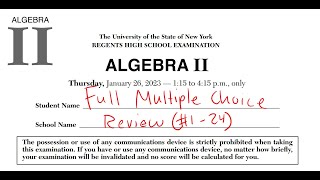 Algebra II 2 Regents Review January 2023 Part A [upl. by Anairotciv865]