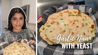 Easy Garlic Naan Recipe with Yeast  Homemade Naan Recipe made with Yeast [upl. by Anawk]