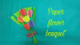 Diy Paper flower bouqueteasy paper flower bouquetpaper crafts [upl. by Yrakcaz868]